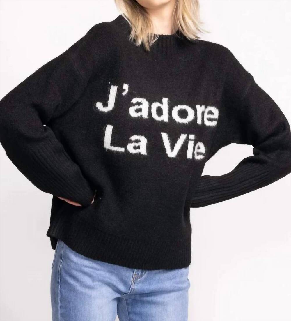 NEW PINK MARTINI j'adore la vie sweater in black